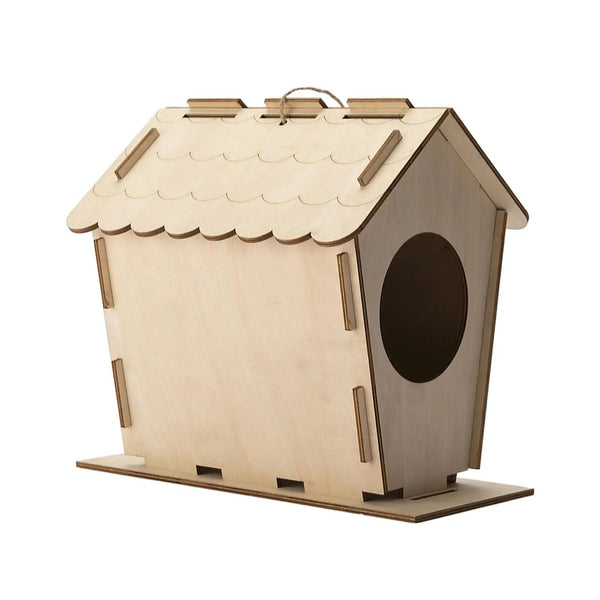 DIY Bird House Yard Gift Shelter Outdoor Unfinished Bird Nest Wooden Nesting Box
