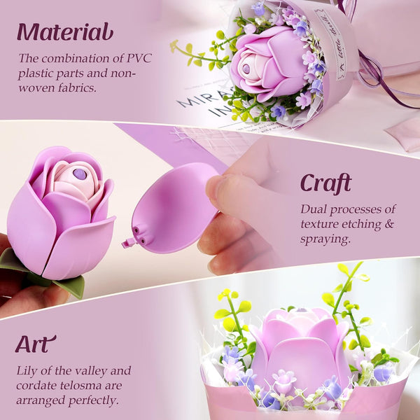 ROBOTIME Flower 3D Puzzle Model Kits Puzzles For Adults To Build Artificial Flowers For Home Bedroom Living Room Decor, Gifts For Women Valentine, Purple Rose