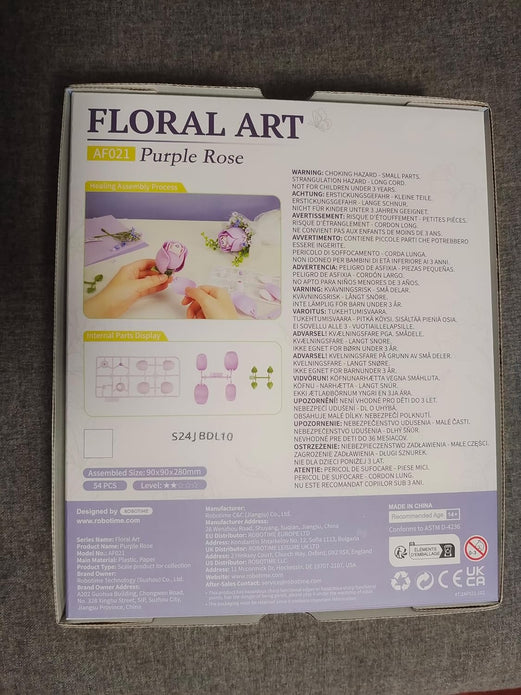 ROBOTIME Flower 3D Puzzle Model Kits Puzzles For Adults To Build Artificial Flowers For Home Bedroom Living Room Decor, Gifts For Women Valentine, Purple Rose