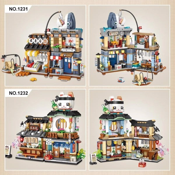 4 PACK BRICK BUILDING KIDS SET, 2969 PCS BUILDING BLOCK SET JAPAN STREET BUILDING PLAYSET GIFTS. -No Delivery On Weekends - Prohibition Of Sales Platforms Such As Temu And Walmart