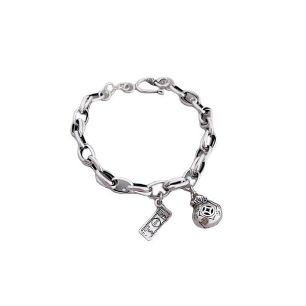 Vintage Presbyopic Lock Head New Year Distressed Hip Hop Pendant Bracelet