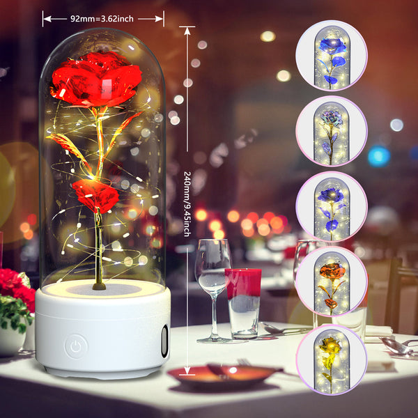 2 In 1 Rose Flowers LED Light & Bluetooth Speaker Valentine's Day Gift