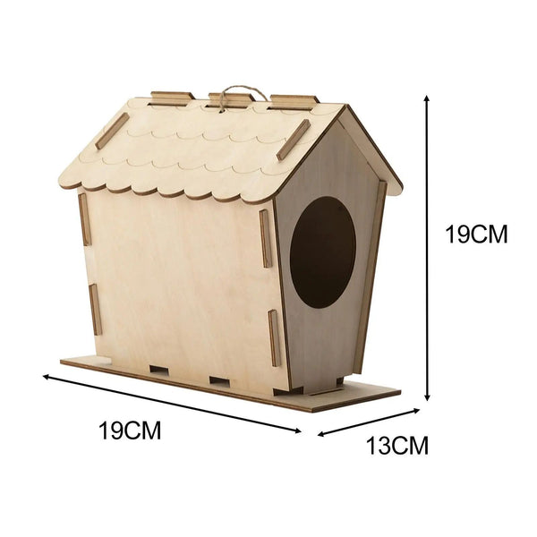DIY Bird House Yard Gift Shelter Outdoor Unfinished Bird Nest Wooden Nesting Box