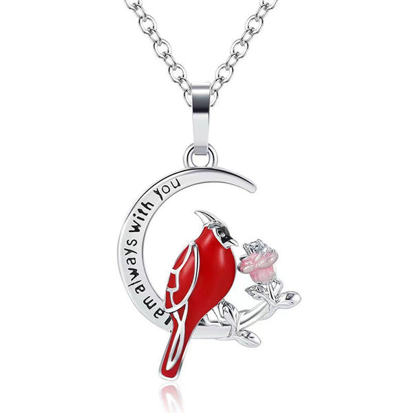 Creative Heart Shaped Cardinal Pendant Necklace