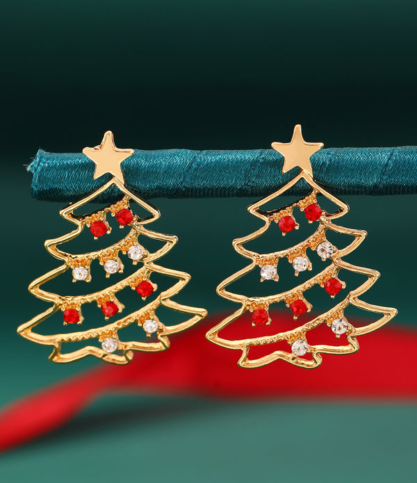 Christmas Earrings With Christmas Tree Colorful Zircon Christmas Tree Earrings  For Women Personality Earrings Party Jewelry Christmas Gift