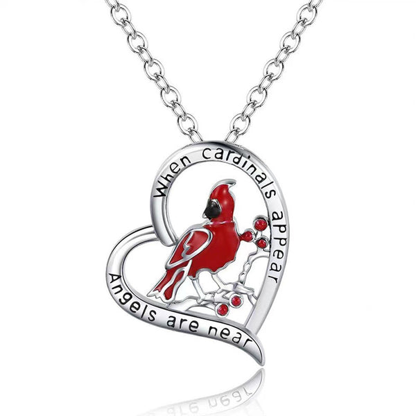Creative Heart Shaped Cardinal Pendant Necklace
