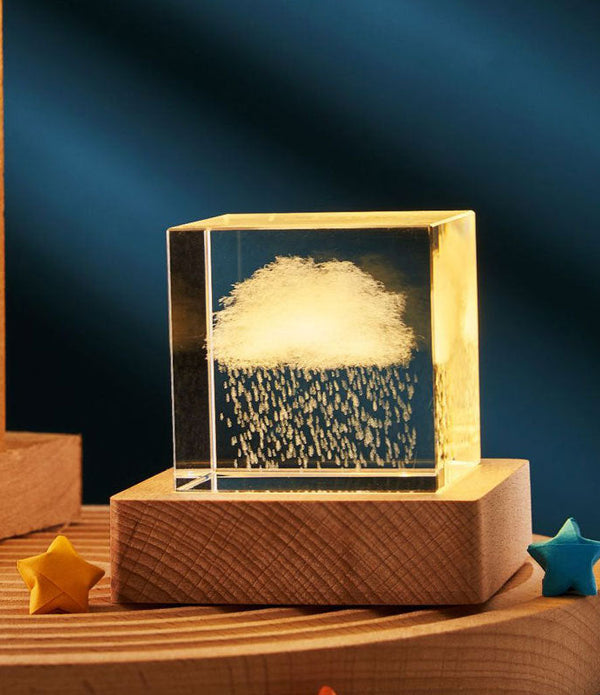 3D Transparent Crystal Cube Desktop Decoration
