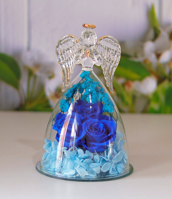 Eternal Flower Gift Box Angel Glass Cover Dried Rose Gift Box For Christmas New Year Valentine's Day Home Decor