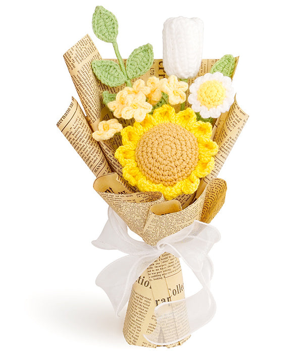 Creative Hand Weaving Knitted Finished Product Wool Flowers Bridal Bouquet